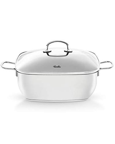 Fissler Secural/Stainless steel roaster, coated (6.5 - Ø 28 cm) rectangular casserole dish with glass lid, oven-safe - induction on sale